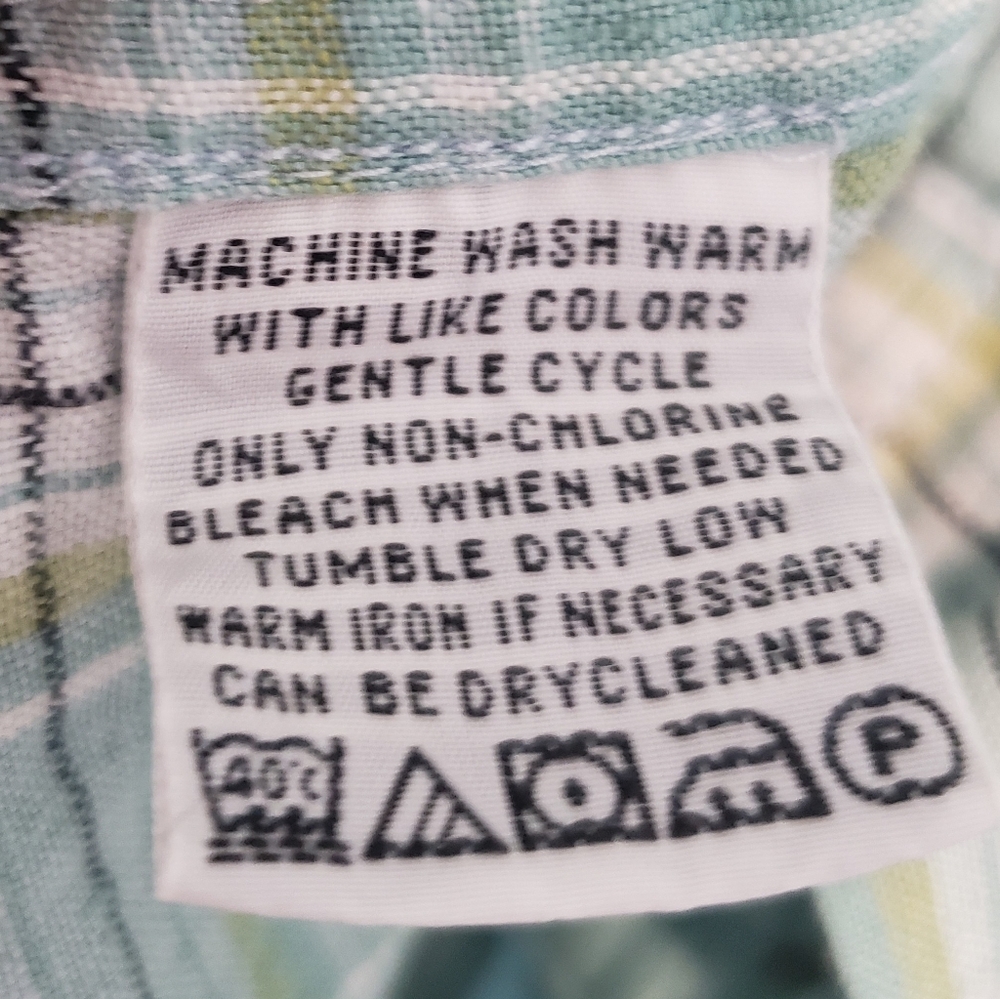 Tommy Bahama Linen 100% Shirt Plaid Button Up Short Sleeve Size Medium Green - Picture 13 of 14